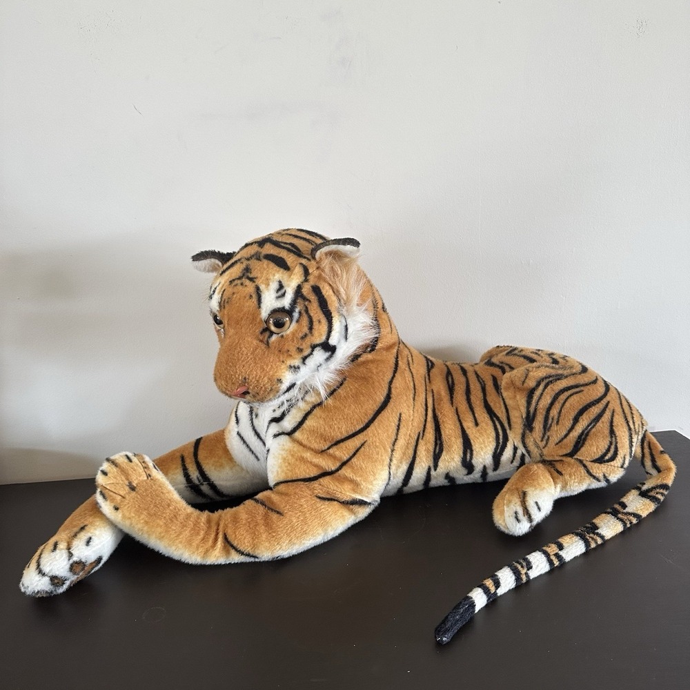 TIGER TALE TOYS Arrow Plush 18" Lying Tiger Stuffed Animal Realistic W Tag